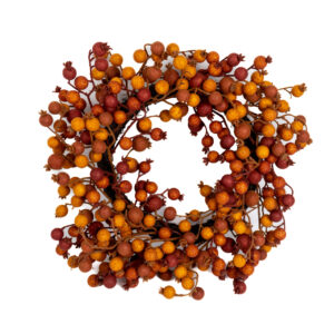 WREATH FLOCKED BERRY 24" CINNAMON
