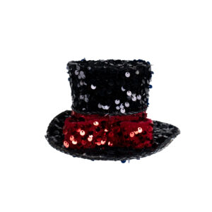 HAT SEQUIN VELVET 6" BLACK AND RED
