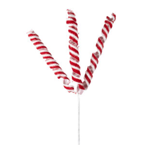 CHENILE CURLED SPRAY 19" RED AND WHITE