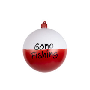 BALL 100MM GONE FISHING RED AND WHITE