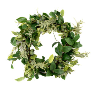 WREATH WITH SILVER QUEEN AND LEMON LEAVES