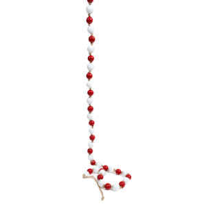 WOOD BEAD GARLAND 47.25" RED AND WHITE