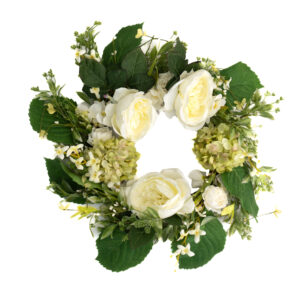 CHAPEL FLORAL WREATH 24" GREEN AND WHITE
