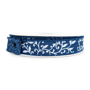 RIBBON WHITE GLITTER MINI LEAF NAVY ( 3 SIZES )