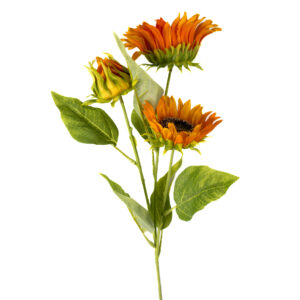 TRIPLE SUNFLOWER STEM 26" YELLOW AND ORANGE