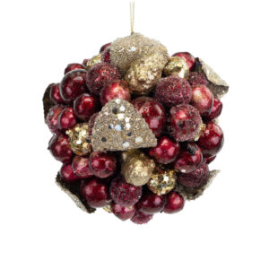 BALL RASPBERRY 4" GARNET AND GOLD